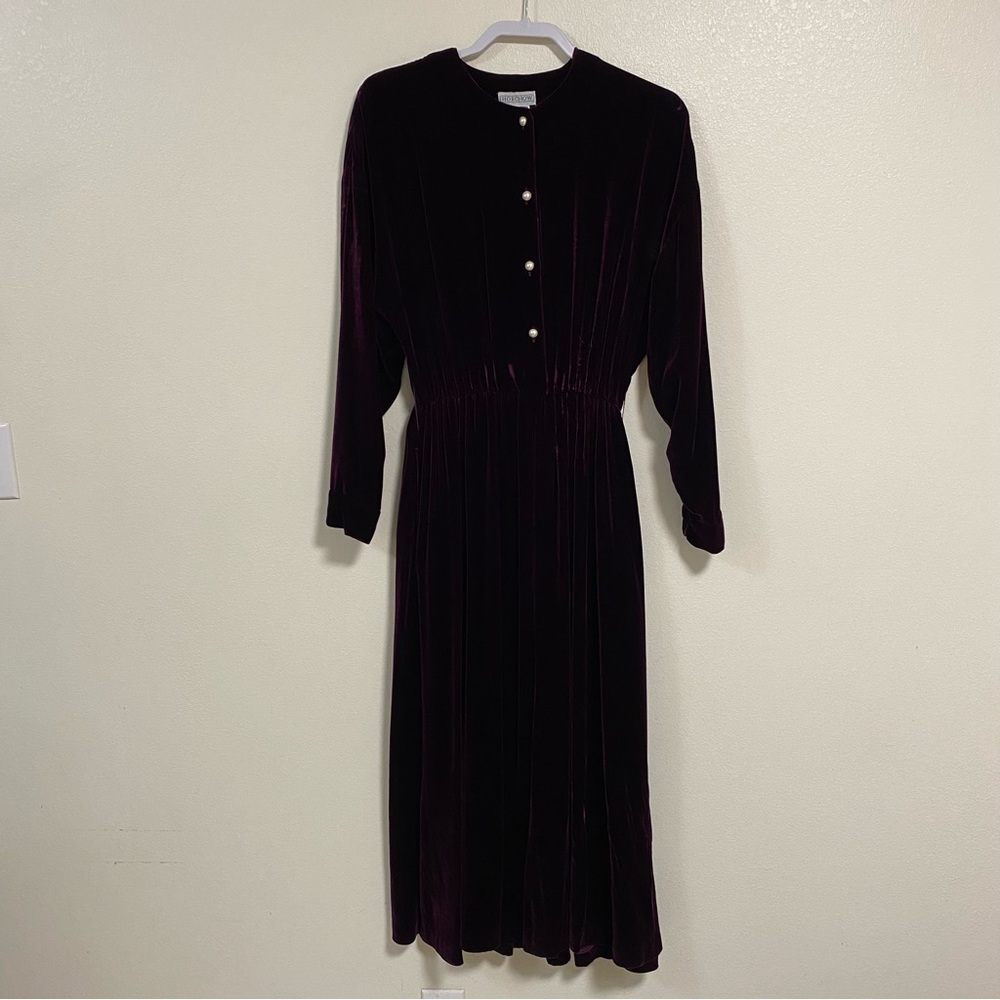 Horchow Dress Women’s Size 10 Purple Vintage Velvet Silk Blend Maxi Dress